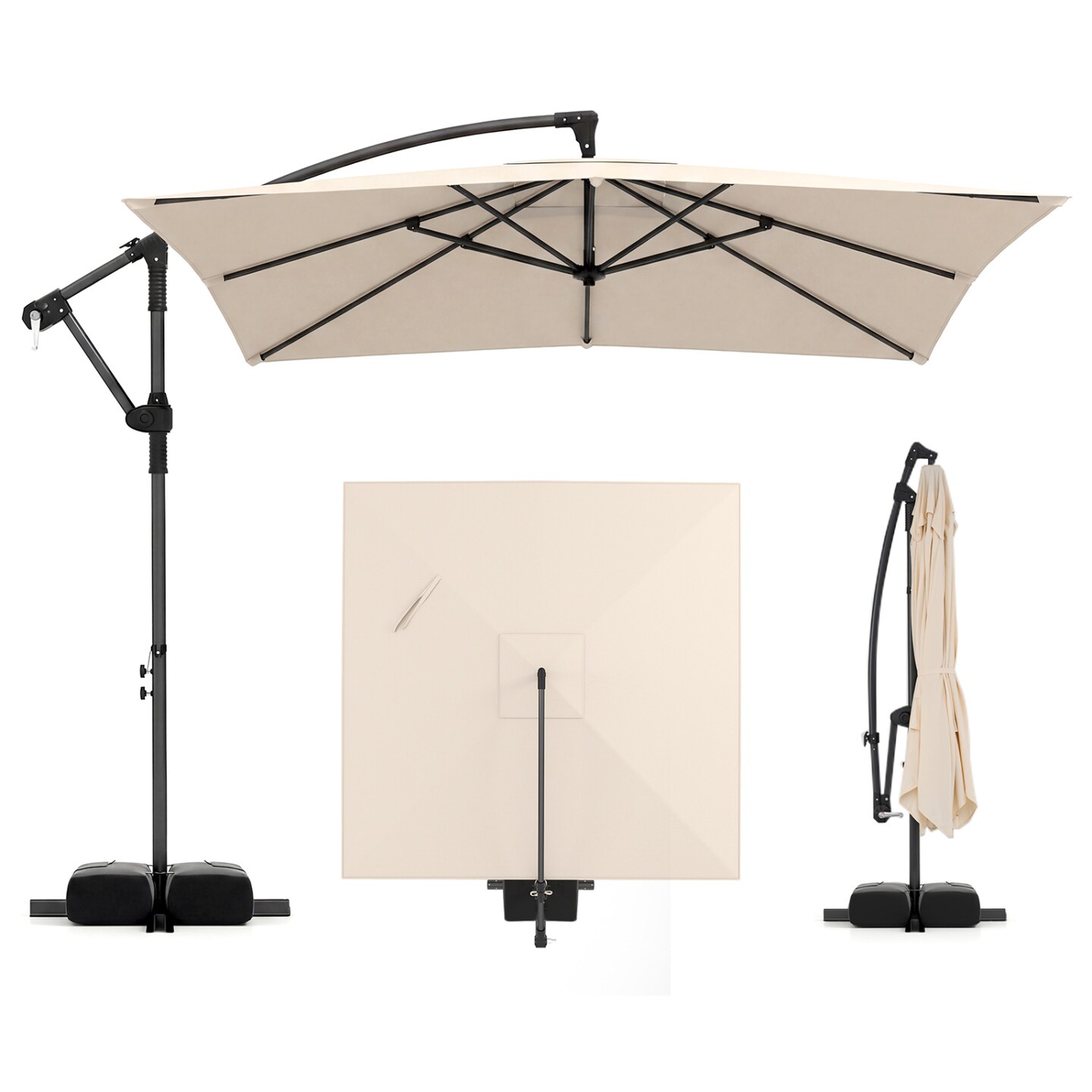 8x8 patio umbrella Tangkula FT with Base Included, Square Offset Cantilever Outdoor Umbrella with 360 Degree Rotation, Crank Handle, Sandbags, 8 Ribs for Pool Deck Garden Backyard : Patio, Lawn & Garden Built with 8 heavy 8×8 Umbrella – Summer Accents