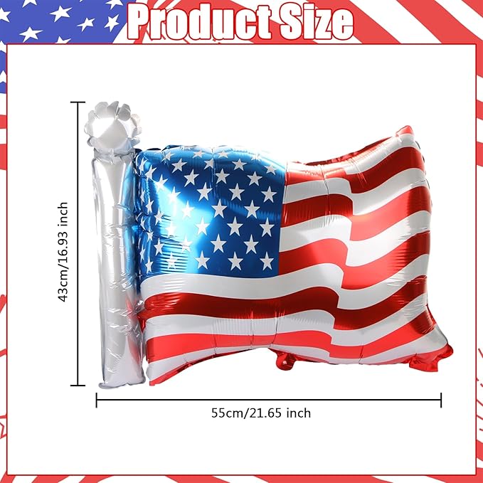 4th of July Foil Balloons Banner Set, Red White Blue Star American Flag Decorations, 14-Pack Independence Day Supplies for Backyard BBQ & Community Celebration