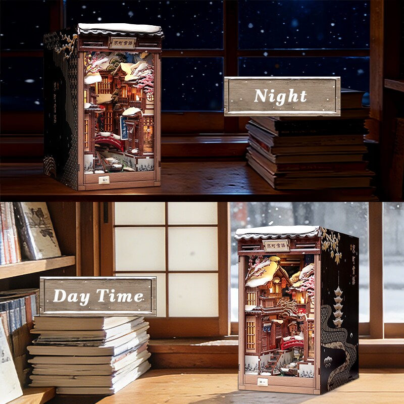 【kgmoz333】記念帖 壱 弐 飛鴻印雪 静趣帖 二冊セット Kyoto Snow Whisper DIY Book Nook Kit with LED Light, Japanese