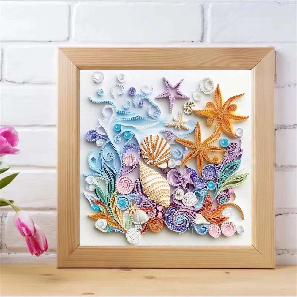 Shell Starfish Diamond Art Kits for Adults,DIY Specail Shape Diamond Painting Kit for Adult Beginners, 5D Diamond Painting Crystal Rhinestones Art, Home Wall Decor 12 x 12inch