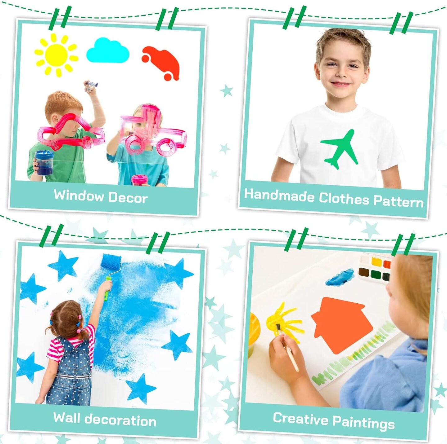 24 PCS Large Kids Drawing Stencils Set – 8 Inch Washable Geometric & Garden Shape Templates for Toddlers, Preschool Learning, Chalk Art, Painting & Creative Educational Activities
