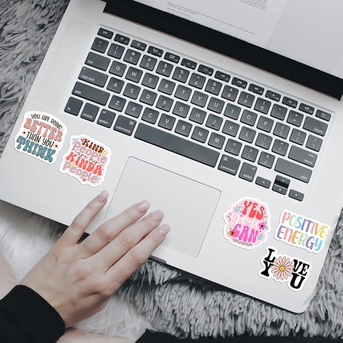 300PCS Puraesla Motivational & Affirmation Stickers – Bulk Inspirational Quote Decals with Deluxe Holographic Sparkling Effect – Waterproof PVC Vinyl Set for Vision Boards, Water Bottles, Laptops, Journals & Teacher Rewards