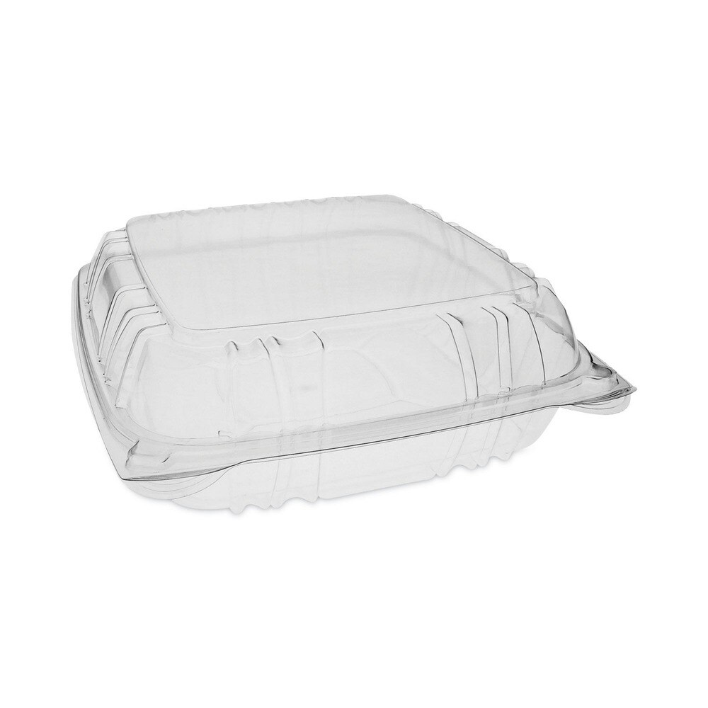Pactiv Corp. 9.21 in. x 8.87 in. x 3.07 in. SENSATION SmartLock Hinged Lid Container - Plastic, Clear (200/Carton)