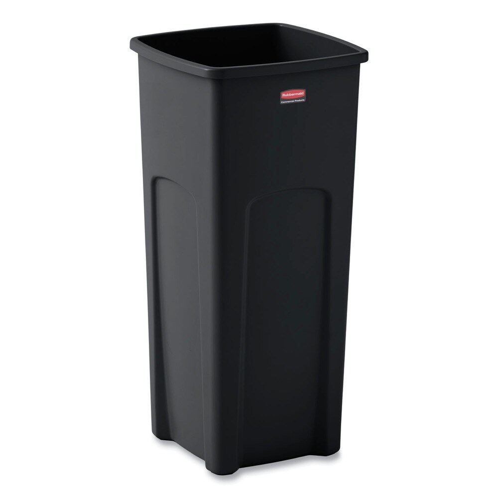 Rubbermaid Commercial Untouchable Waste Container, Square, Plastic, 23gal, Black