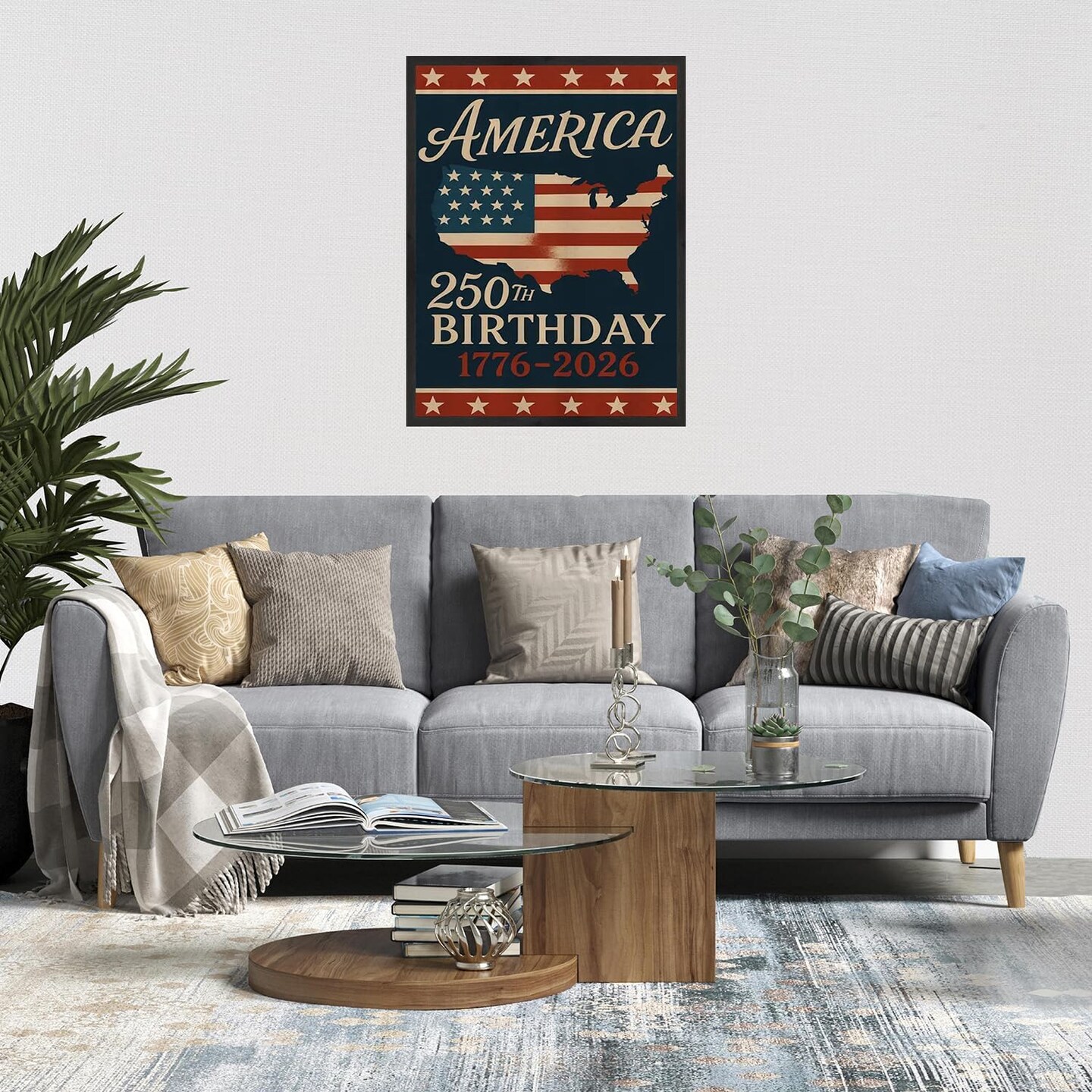 American 250th Birthday 5D Diamond Painting Kit for Adults 12x16 Inch Full Round Drill DIY American Flag Gem Art Wall Decor Patriotic Craft Set