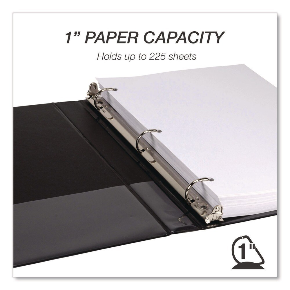 Samsill 11.5 in. x 8.5 in. 3 Rings 1 in. Capacity Durable D-Ring View Binders - Black (4/Pack)