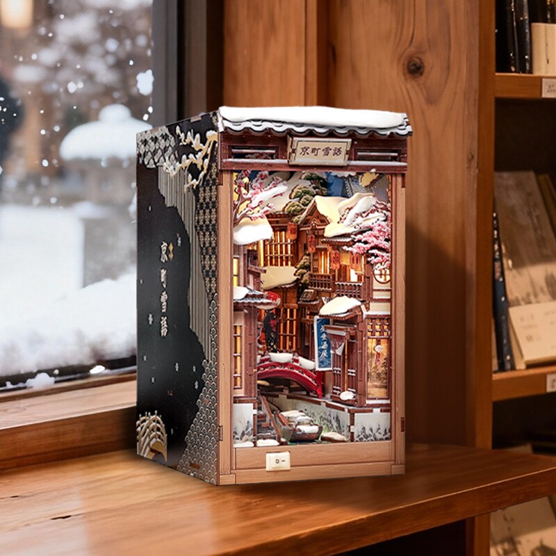 【kgmoz333】記念帖 壱 弐 飛鴻印雪 静趣帖 二冊セット Kyoto Snow Whisper DIY Book Nook Kit with LED Light, Japanese