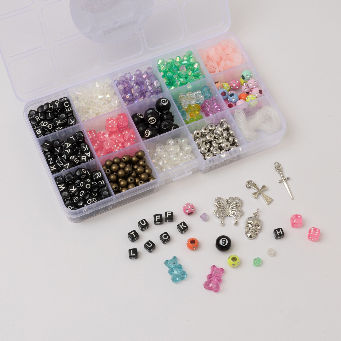 Y2K Jewelry Making Kit with Magical 8 Ball Beads Gummy Bear Beads Icon Charms and Neon Accessories