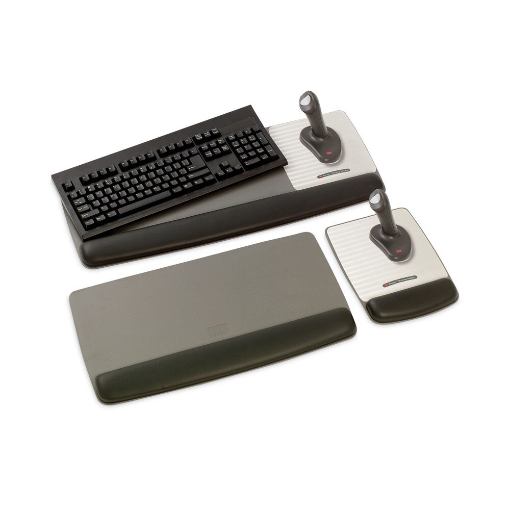 3M 19.6 in. x 10.6 in. Antimicrobial Gel Keyboard Wrist Rest Platform - Black/Gray/Silver