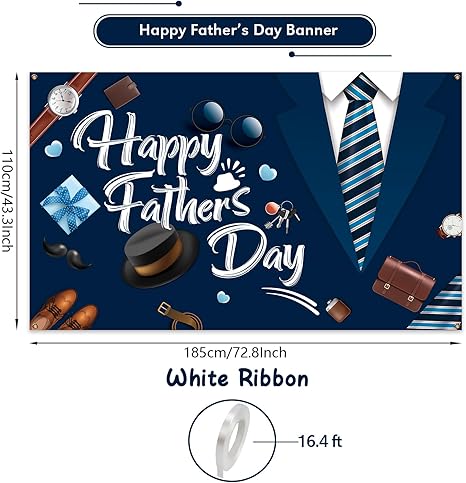 Happy Father's Day Backdrop, 72.8" X 43.3" Fathers Day Banner Backdrop Father's Day Photo Background for Fathers Day Party Decor Supplies