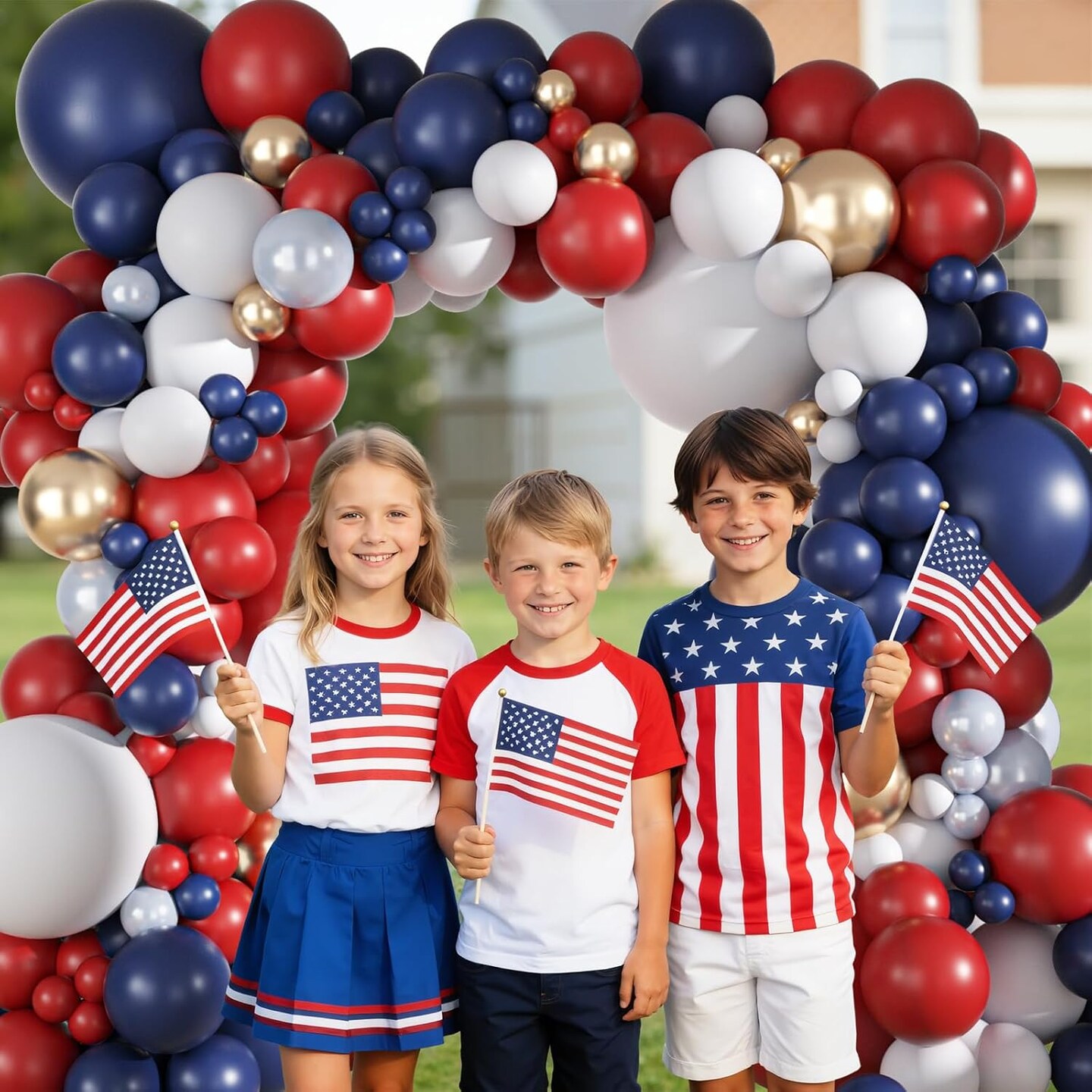 149PCS Red White and Blue Balloon Arch Kit – Memorial Day & 4th of July Patriotic Decorations with Navy Pearl, Red & Metallic Balloons for Independence Day, Veterans Day & USA Party Decor