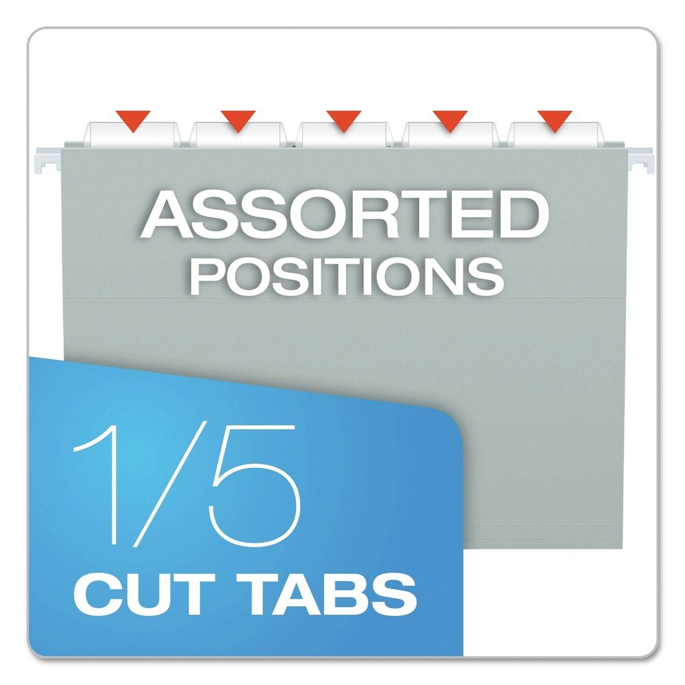 Pendaflex 1/5-Cut Tabs Letter Size Colored Hanging Folders - Gray (25/Box)