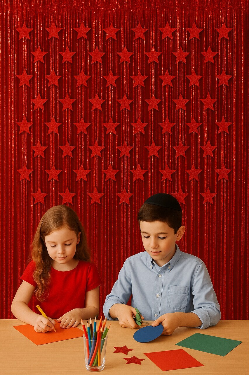 Metallic Red Star Tassel Curtain Backdrop, 39" x 78" Party & Event Decoration