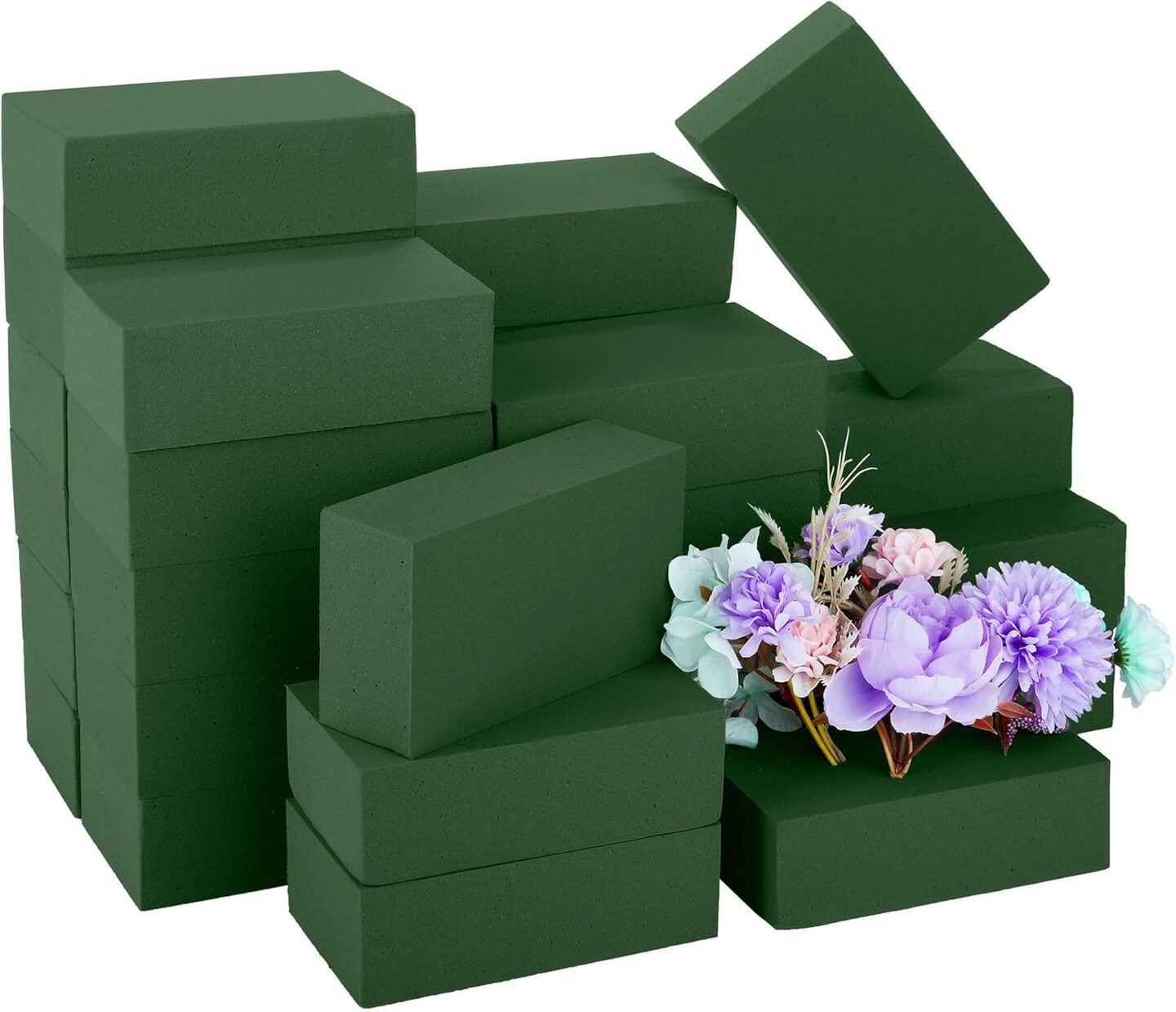 24 Packs Floral Foam Blocks Wet &#x26; Dry Floral Foam Bricks 5.5x3.1x1.8 Inch Flower Arranging Kit for Fresh and Artificial Flowers Florist Foam Blocks for Wedding Home Decor