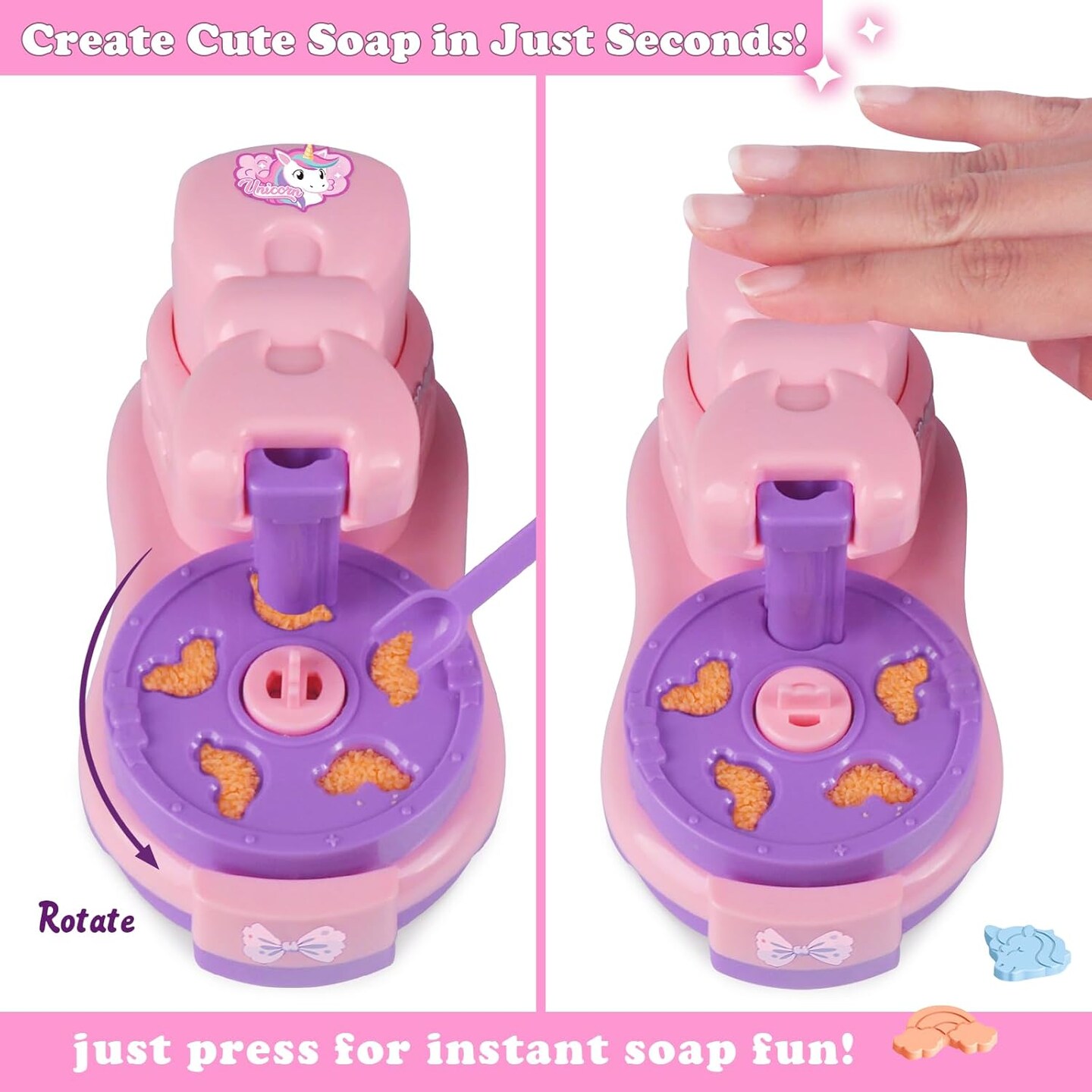 Unicorn &#x26; Rainbow Soap Making Kit - DIY Mini Soap Maker for Kids Ages 3+, Includes 2 Portable Storage Bottles