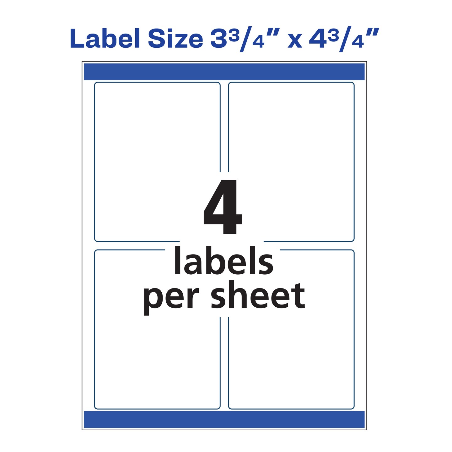 Avery® Print-to-the-Edge Printable Shipping Labels, 3.75" x 4.75", Matte White, Sure Feed® Technology, Laser & Inkjet Compatible, 100 Blank Labels, Great for Mailing, Branding, and More (6878)