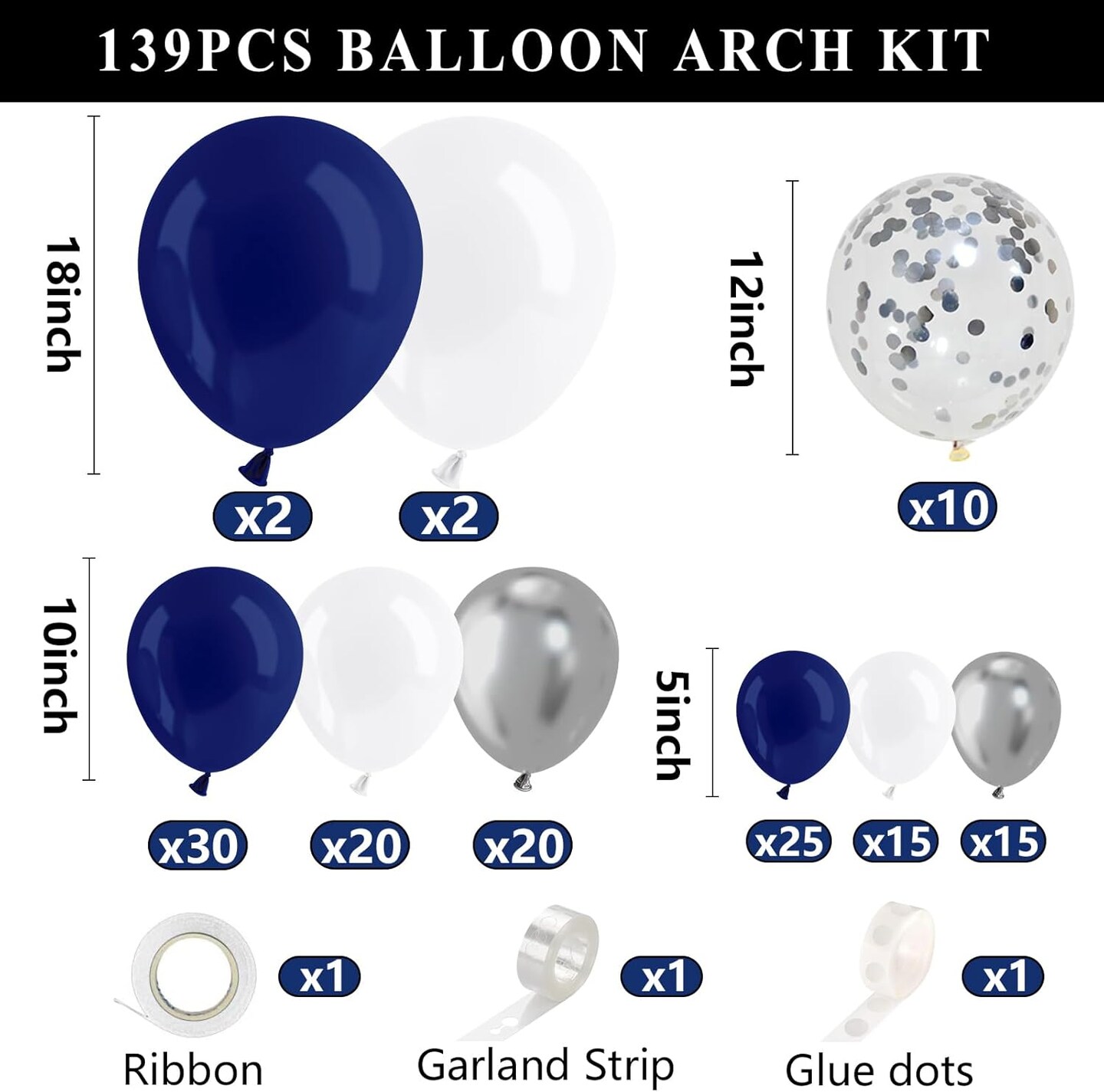 Graduation Party Balloons 2026 – Navy Blue 4-Box Balloon Arch Garland Kit with “So Proud of You” Lights & Class of 2026 Decorations
