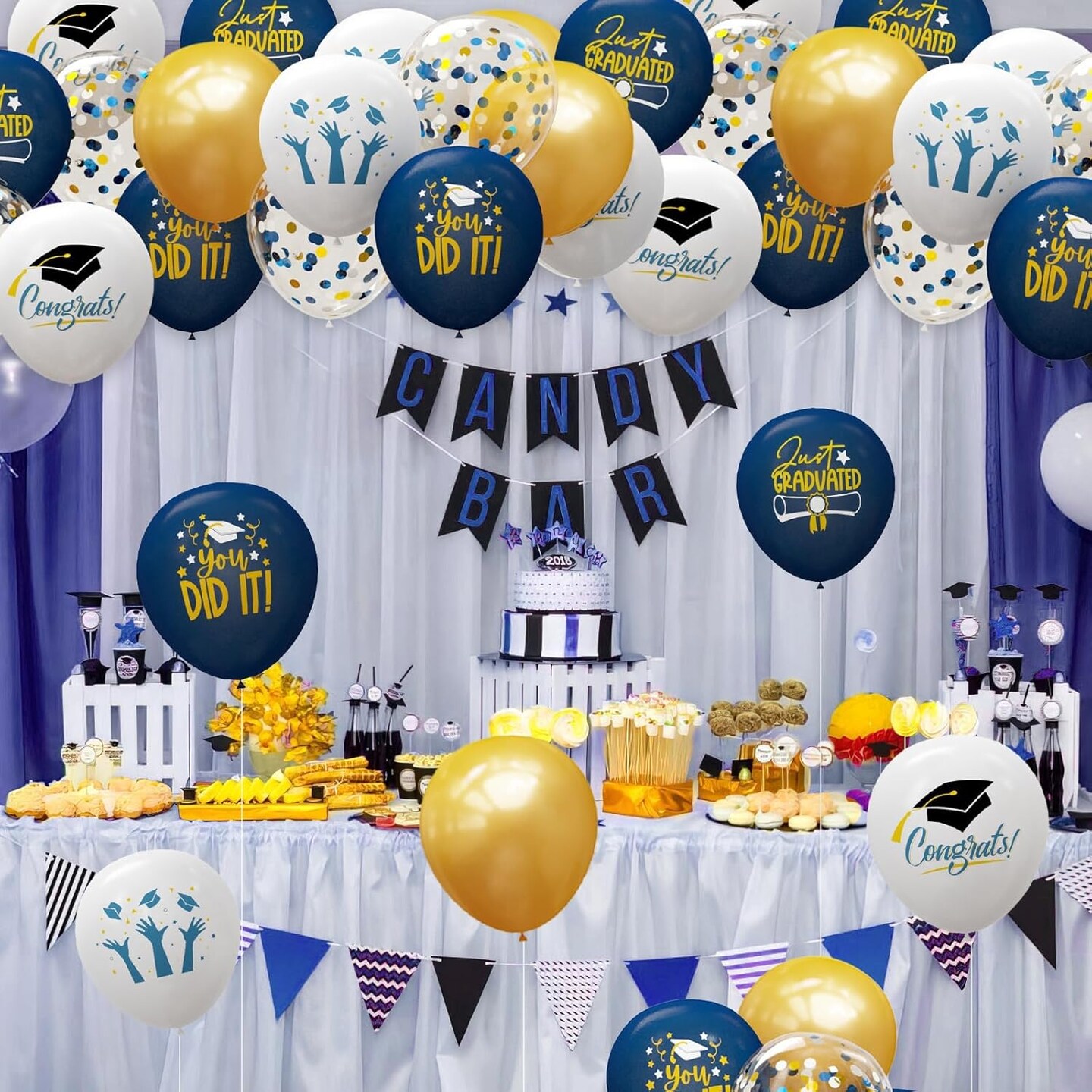Graduation Party Balloons 2026 – 68PCS Blue & Gold Graduation Balloon Kit for Class of 2026 Congrats Grad Decorations