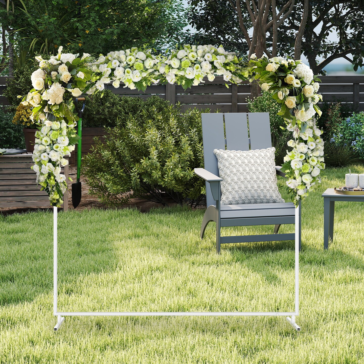 6.6ft Square Wedding Arch Stand, Heavy-Duty White Backdrop Frame for Party Decor