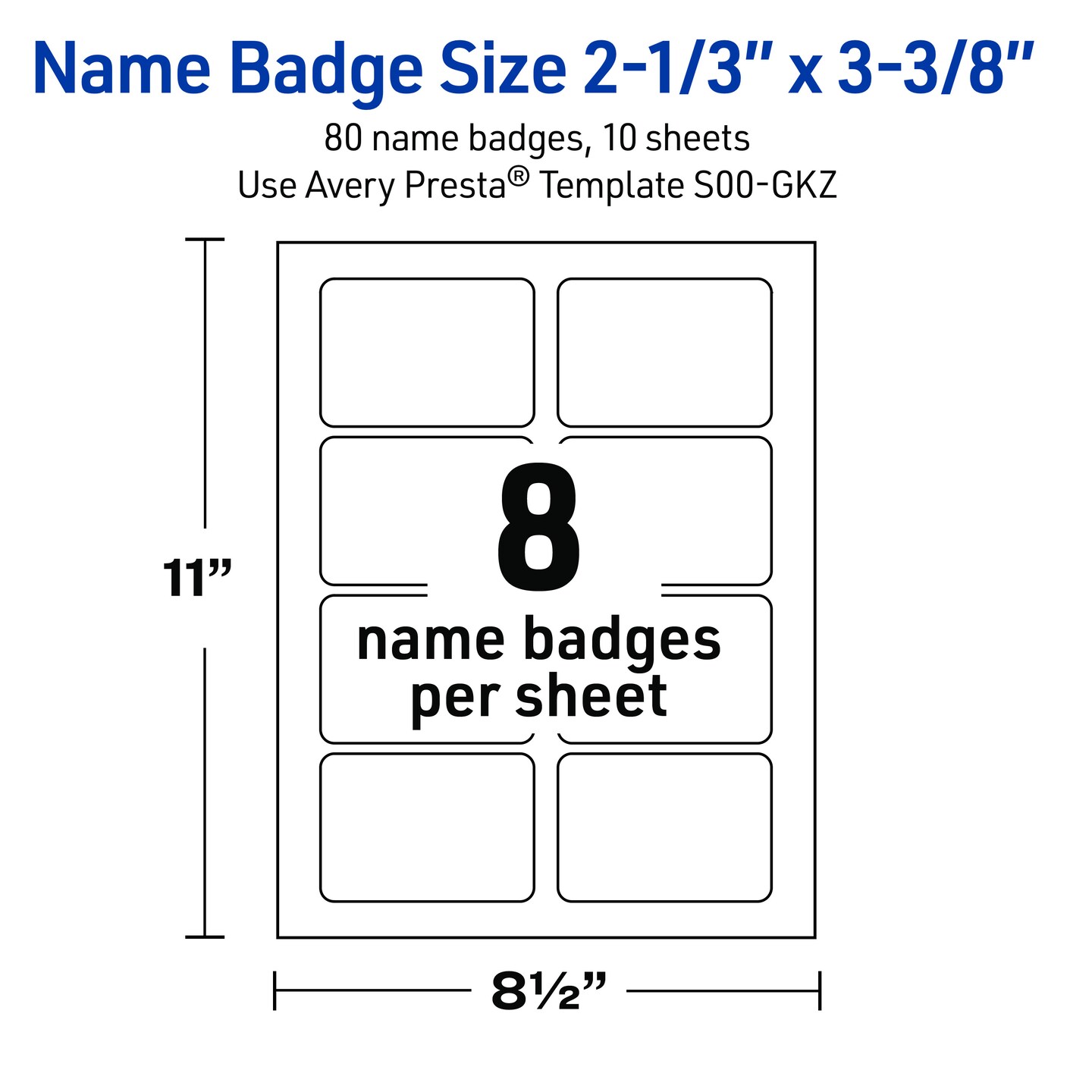 Avery Printable Adhesive Name Tags, 2-1/3" x 3-3/8", Pre-printed Purple & Metallic Silver Hello My Name Is Design, 80 Total