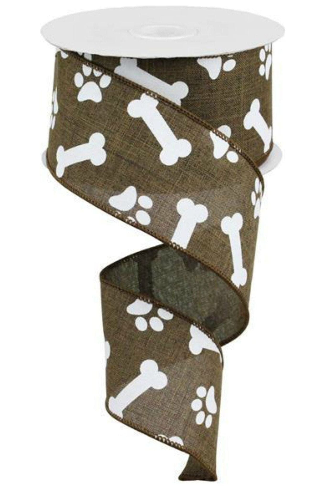 2.5&#x22; Paw Print Royal Ribbon: Tan (10 Yards)