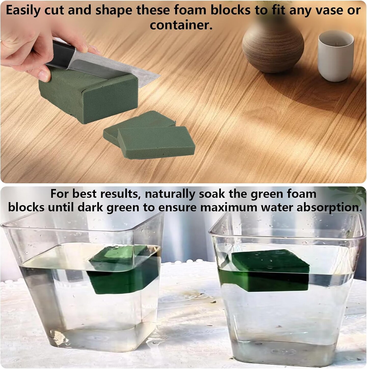 7 Pack Floral Foam Blocks, Round Foam & Block Foam Set, Green Wet & Dry Flower Foam for Fresh & Artificial Flower Arrangement, Florist Supplies for DIYs, Arts, Crafts & Weddings
