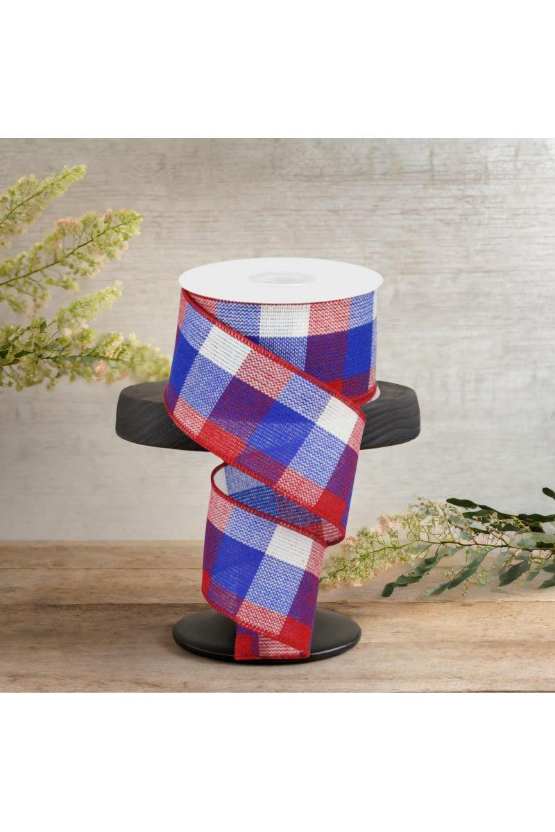 2.5&#x22; Check Plaid Ribbon: Patriotic (10 Yards)