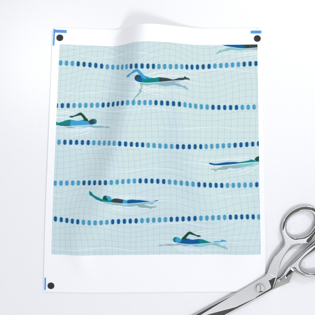 Blue Water Sports Swimmer Athlete Triathlon Pool Custom Removable Wallpaper by Spoonflower Peel & Stick Wallpaper 2FT Wide