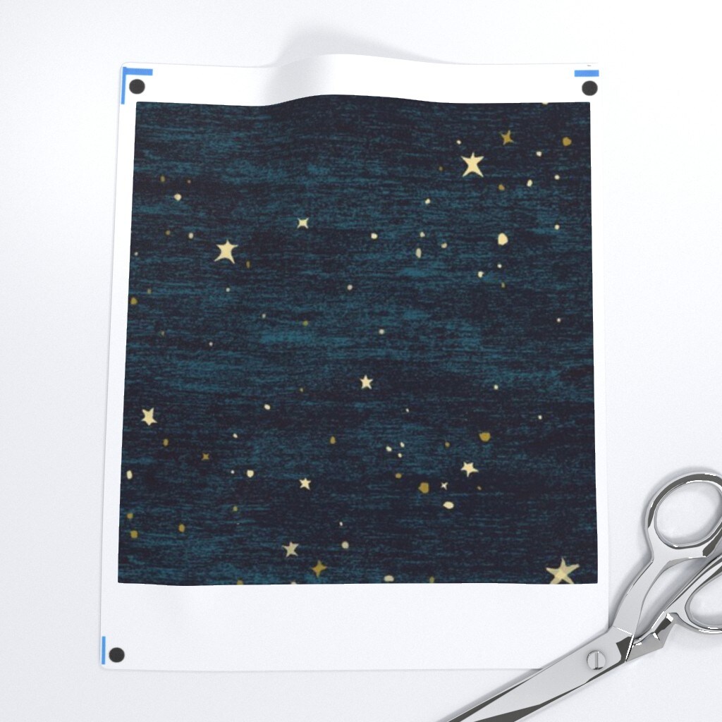 Nighttime Stars Stars Turquoise Sky Nursery Hand-Drawn Dark Blue Cosmos Night Midnight Astrological Christmas Star Dots Custom Removable Wallpaper by Spoonflower Peel & Stick Wallpaper 2FT Wide