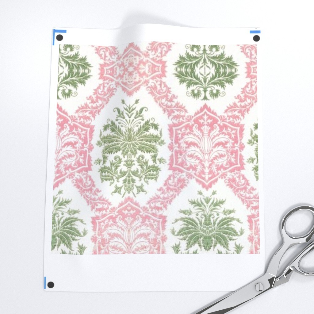 Indian Block Print Bombay Pink And Green Colonial Custom Removable Wallpaper by Spoonflower Peel & Stick Wallpaper 2FT Wide