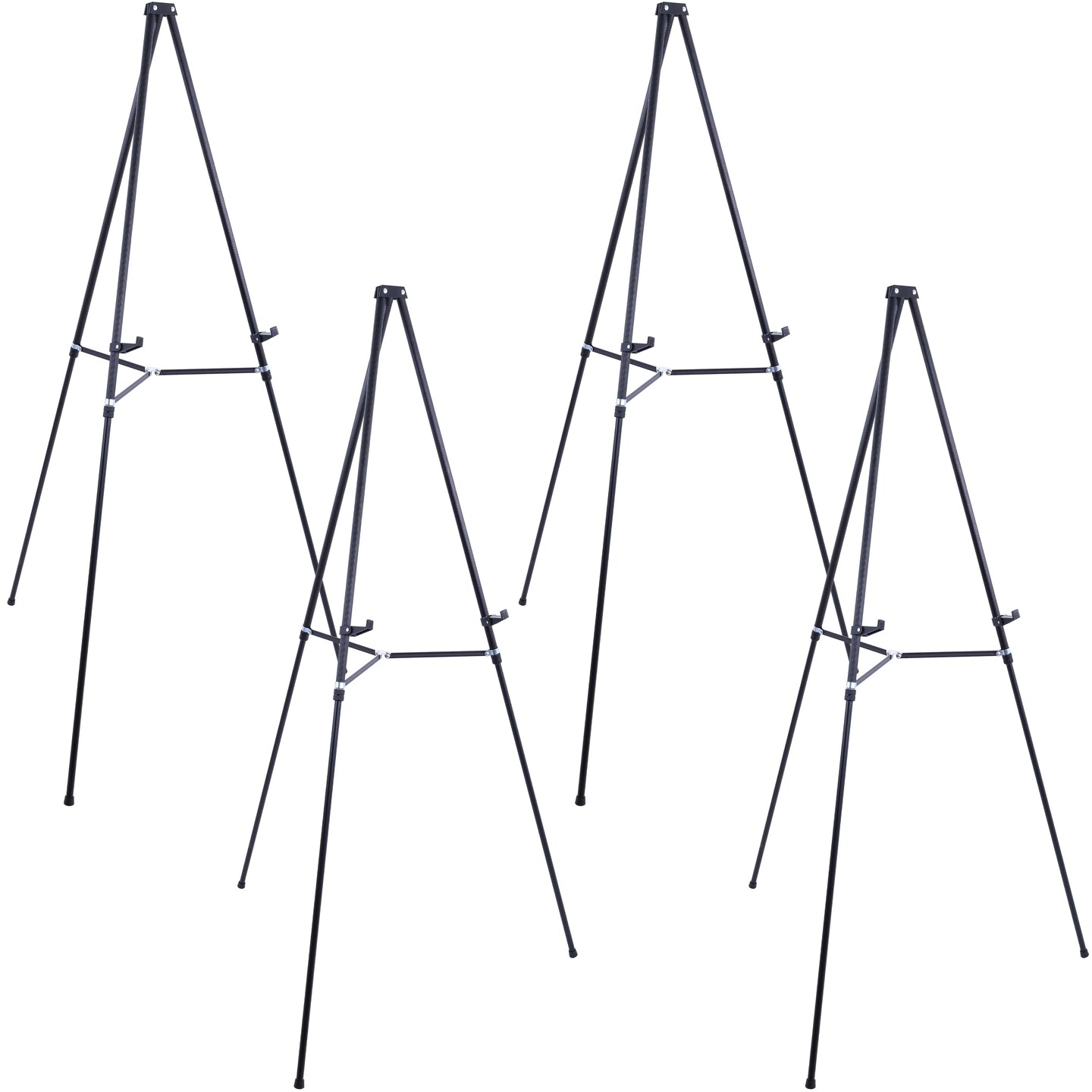 66&#x22; High Black Metal Display Easel (4 Pack) - Large Adjustable Height Portable Easel Stand, Sign Display, Holds 25 lbs - Floor &#x26; Tabletop Easels, Painting Stand