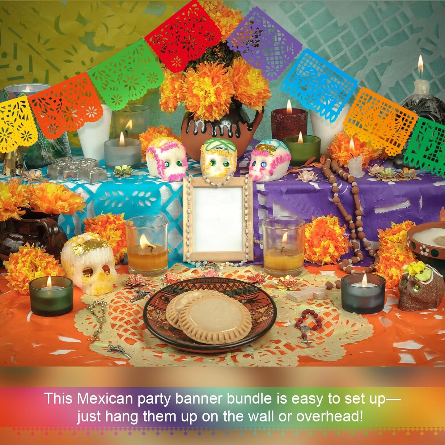 20 Pcs 15 Ft Mexican Party Banners for Fiesta Party Papel Picado Bulk Cinco de Mayo Decorations