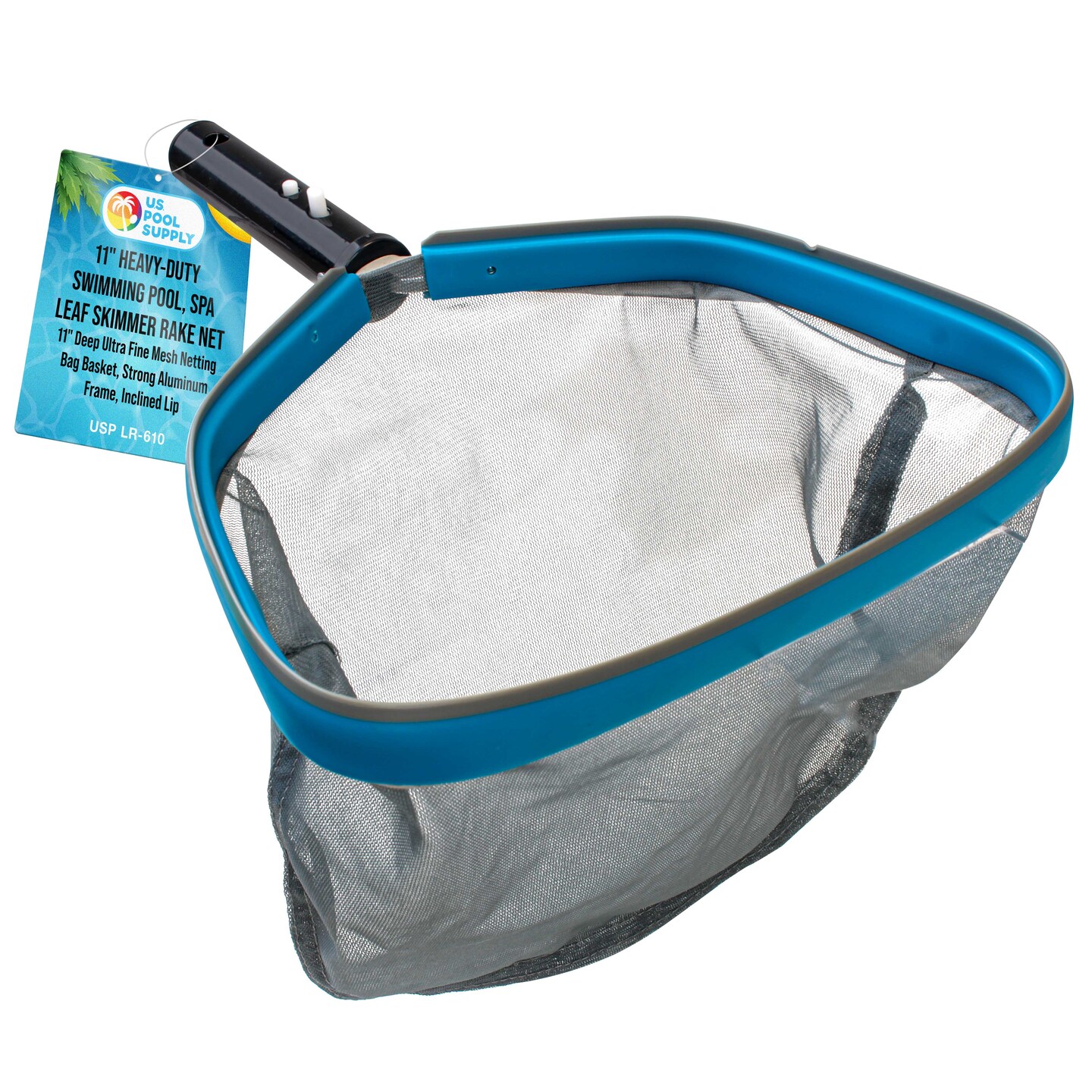 U.S. Pool Supply 11&#x22; Swimming Pool, Spa Leaf Skimmer Rake Net - 11&#x22; Deep Ultra Fine Mesh Netting Bag Basket, Strong Aluminum Frame, Inclined Lip
