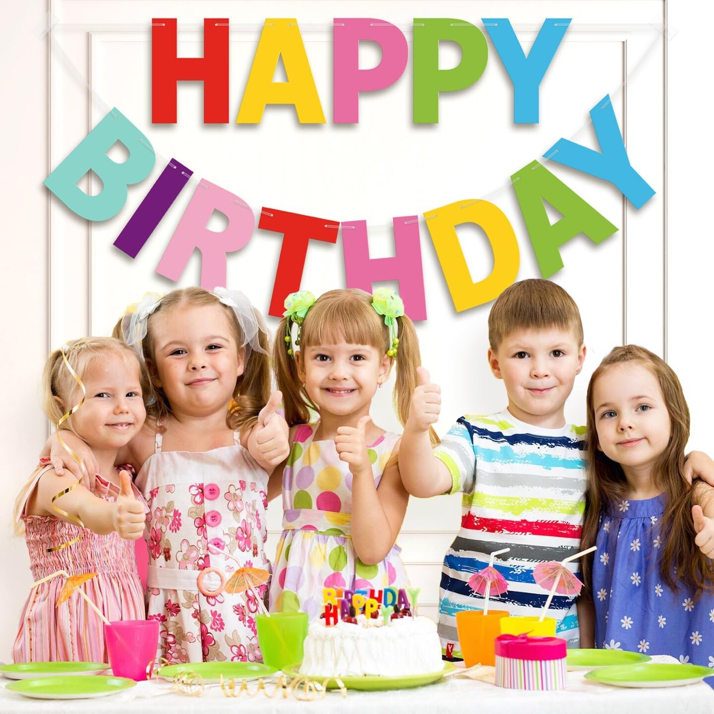 Happy Birthday Banner 9ft Colorful - Pre-Strung No DIY Backdrop Sign for Parties, Adults, Kids, Boys & Girls - Reusable Birthday Decorations & Party Supplies