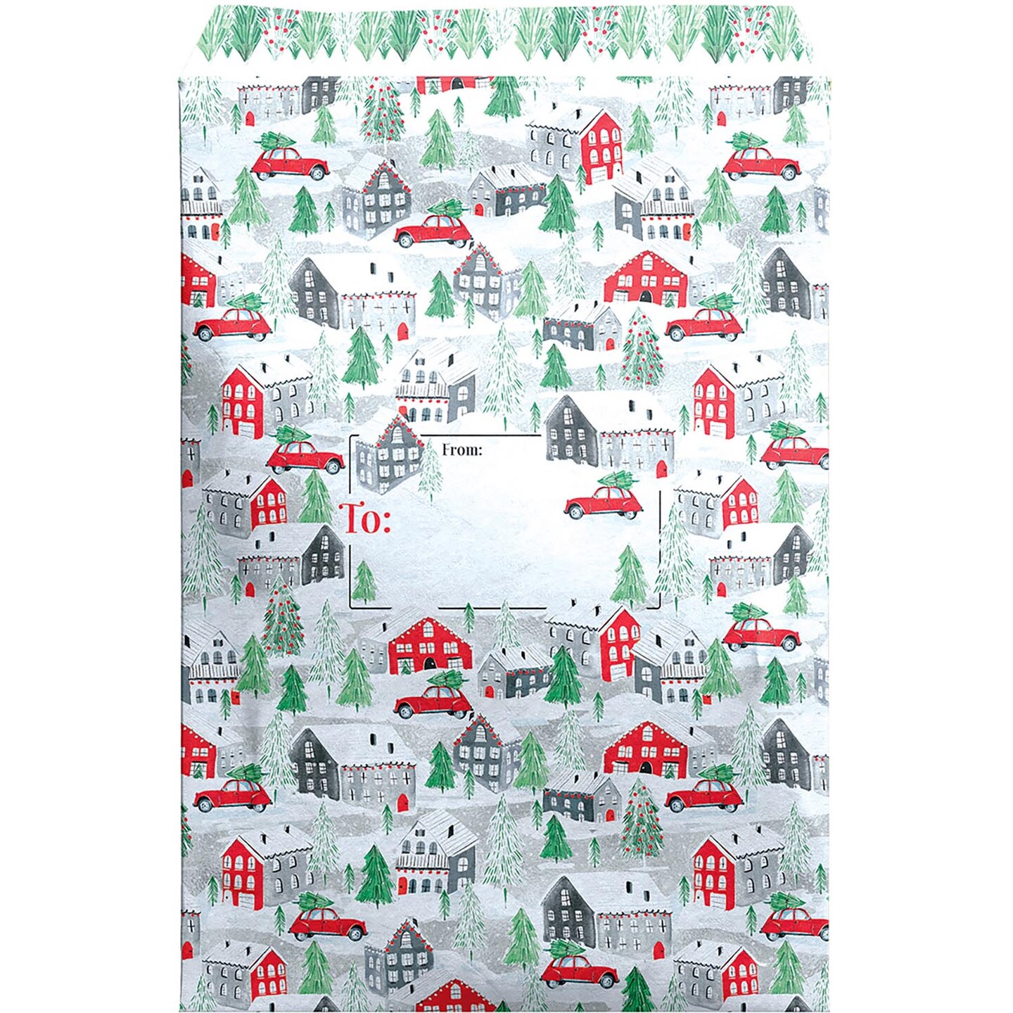Pack/6: Christmas Town Theme Mailing Envelope - 11 x 1/2 x 15-1/2&#x22;