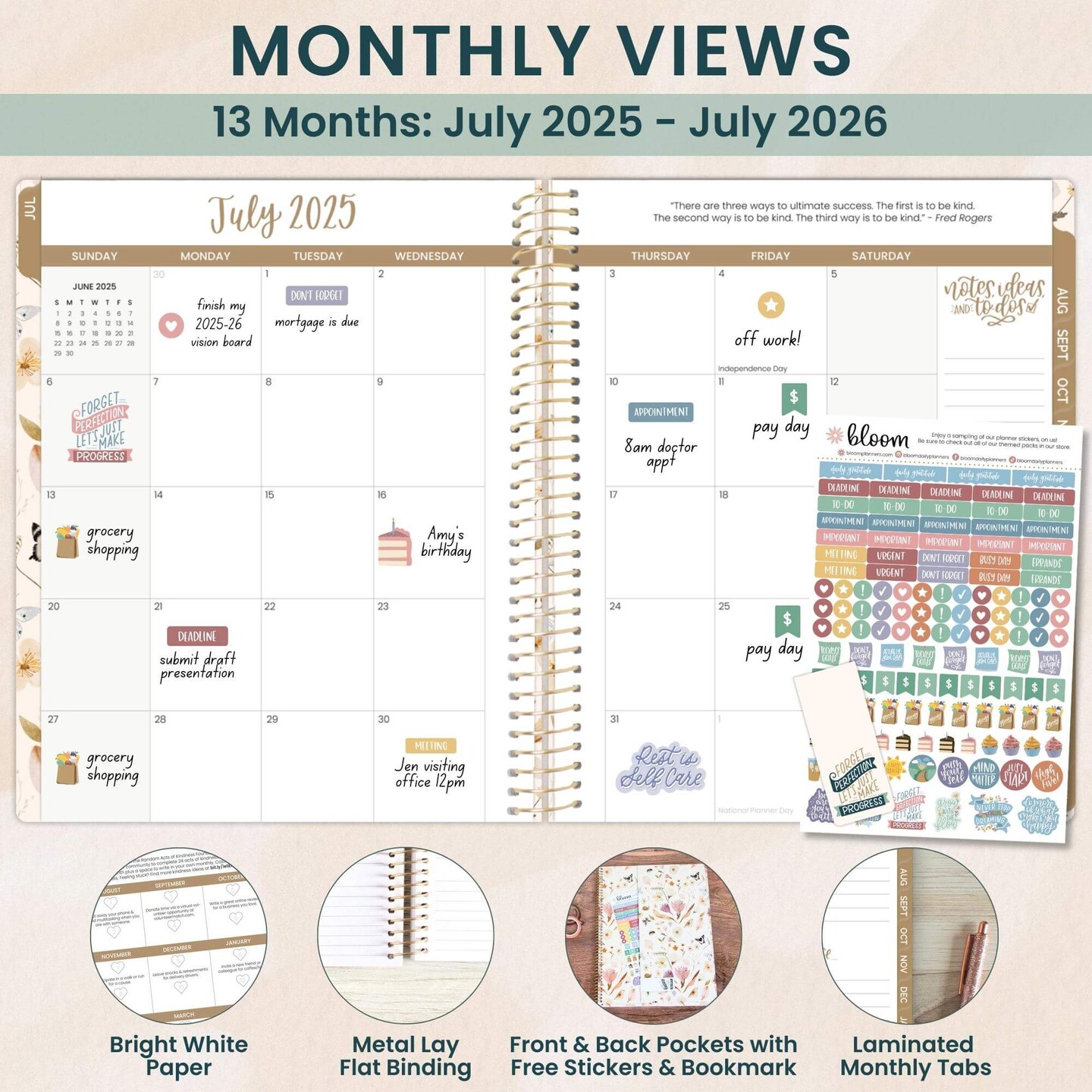 bloom daily planners 2025-26 Academic Planner, Soft Cover, 8.5&#x22; x 11&#x22;, Butterfly Garden