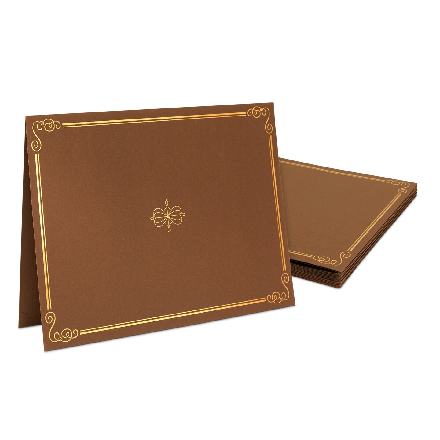 Brown and Gold Foil Diploma Covers, Certificate Holder for Awards (11.2 x 8.8 In, 12 Pack)
