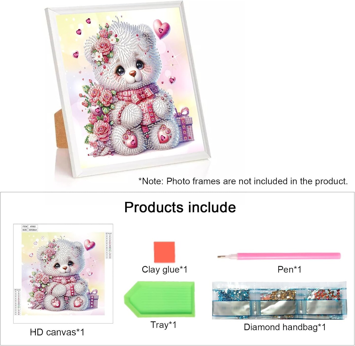 Bear Diamond Art Painting Kits, 5D Special Shape Beginner Diamond Art, Crystal Rhinestone Diamond Art Painting