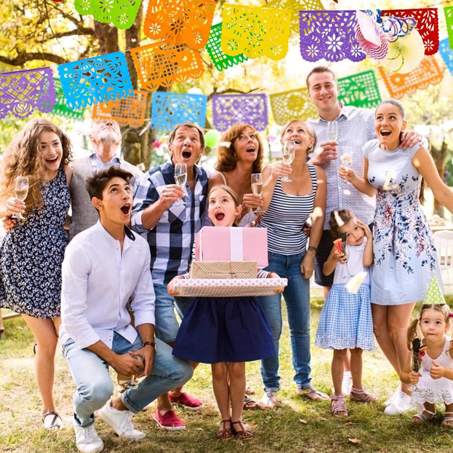3 Packs Mexican Party Decoration, 54 Feet Plastic Papel Picado Fiesta Banner Cinco de Mayo Garland