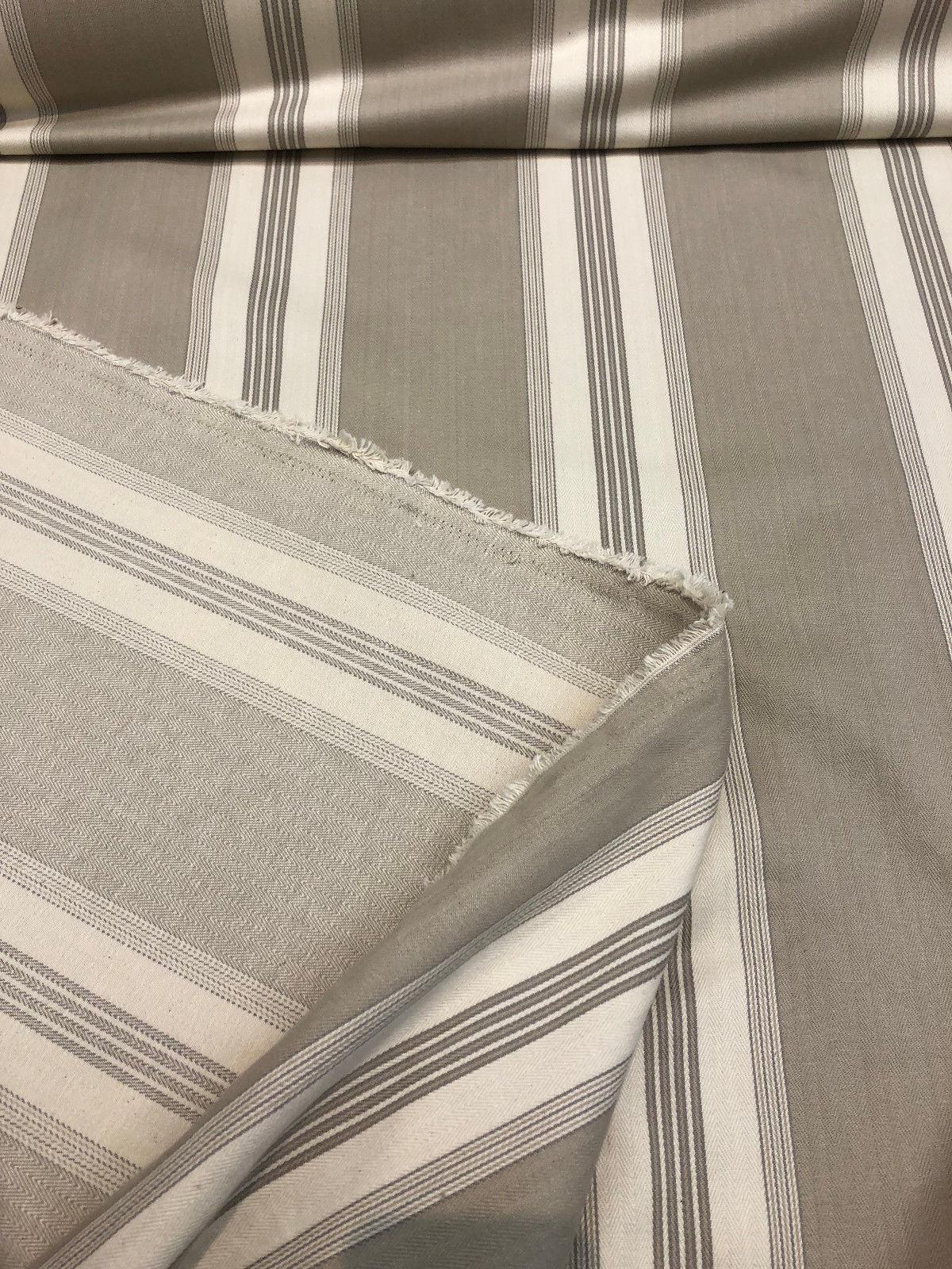 1 Yard Putty French Stripe Cotton Fabric Soft Durable 55" Width 100% Cotton