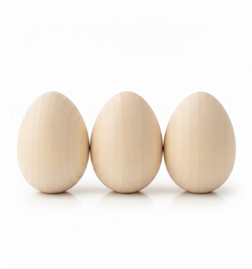 Set of 3 Unfinished Wooden Robin Eggs 1.31 Inches