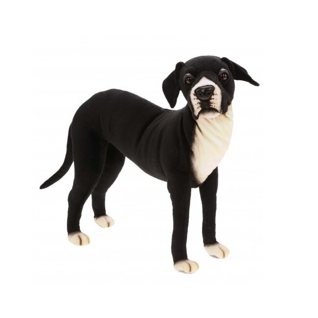 Handcrafted Cuddlers 25.5" Handcrafted Black and White Standing Plush Great Dane Stuffed Animal