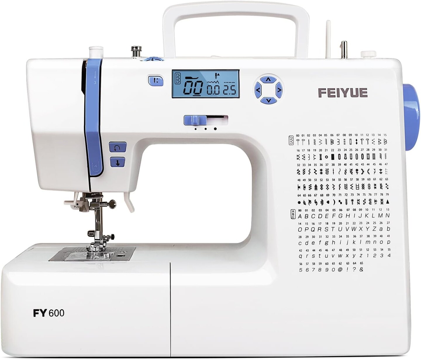 FEIYUE FY600 Electronic Portable Sewing Machine, 146 Built-in Stitches, LCD Display, Automatic Needle Threader, Adjustable Speed, Quilting, Sews Light to Heavy-Duty Fabrics, Beginner-Friendly