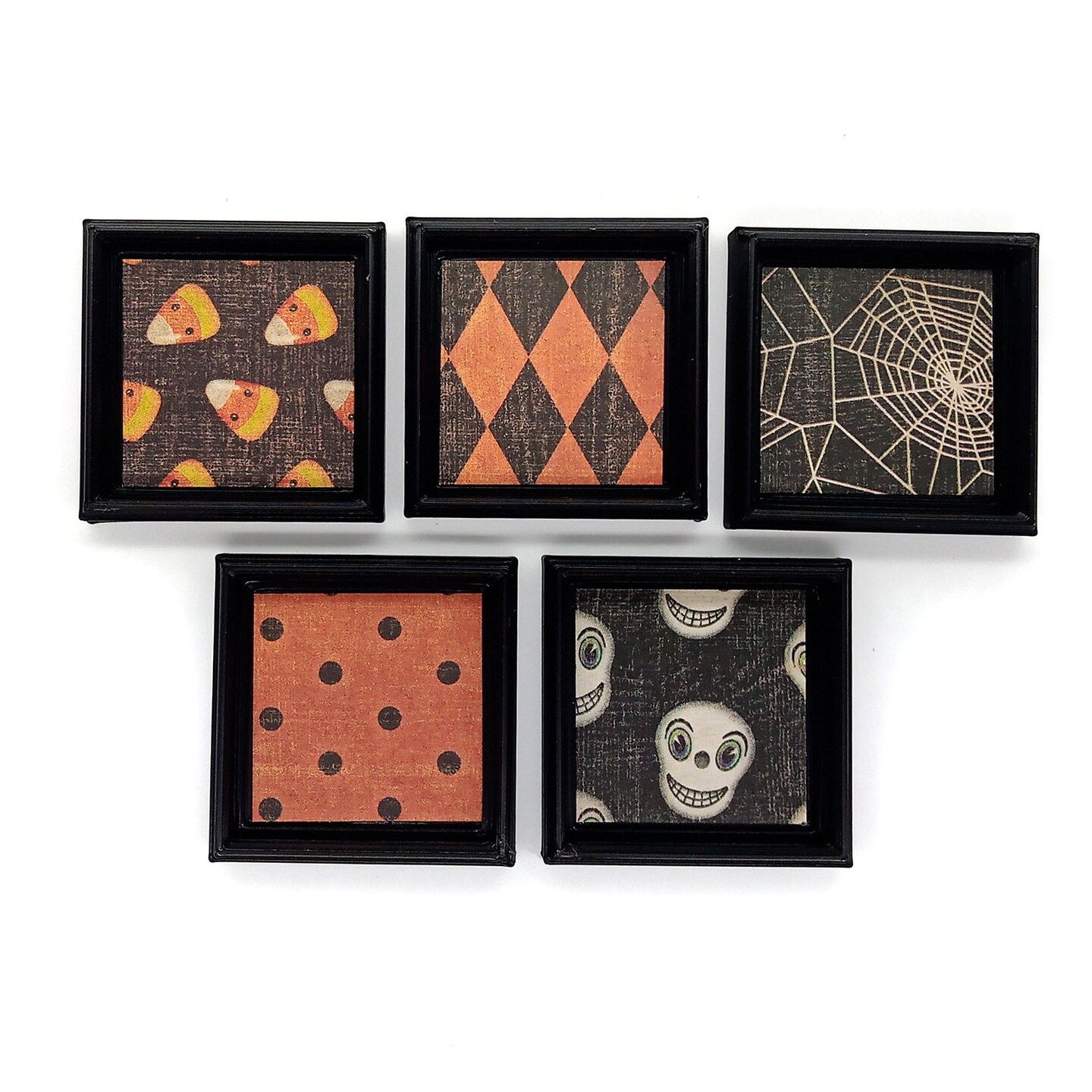 Halloween Miniature Art for Dollhouse, 1:12 scale Framed Prints, 5 pcs, Adorabilities