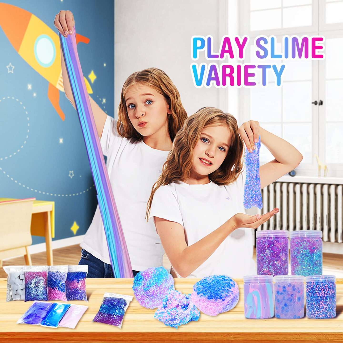 Unicorn Slime Kit for Girls 4-12,Supplies Makes Butter Slime,Candy Confetti,Glimmer Crunchy,Foam Crunchy,Jelly Cubes Slime Party Favors for Kids