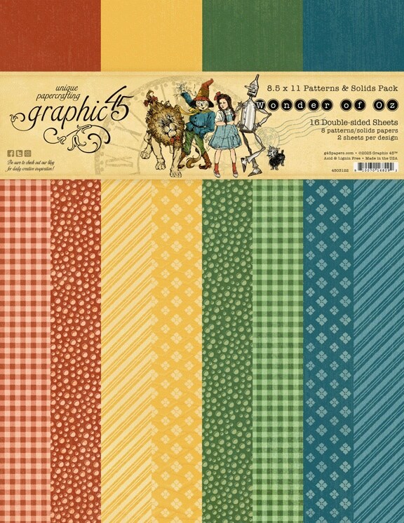 Graphic 45 Patterns & Solids Collection Pack 8.5"X11"-Wonder Of Oz