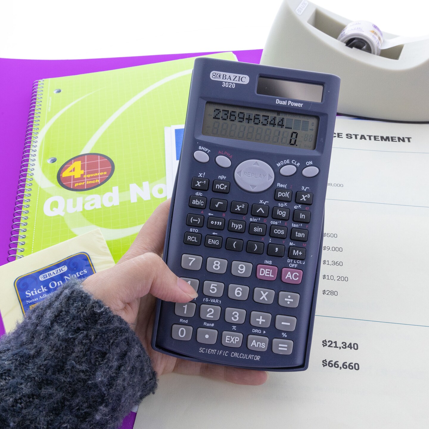 BAZIC Scientific Calculator 240 Function, Slide-On Case