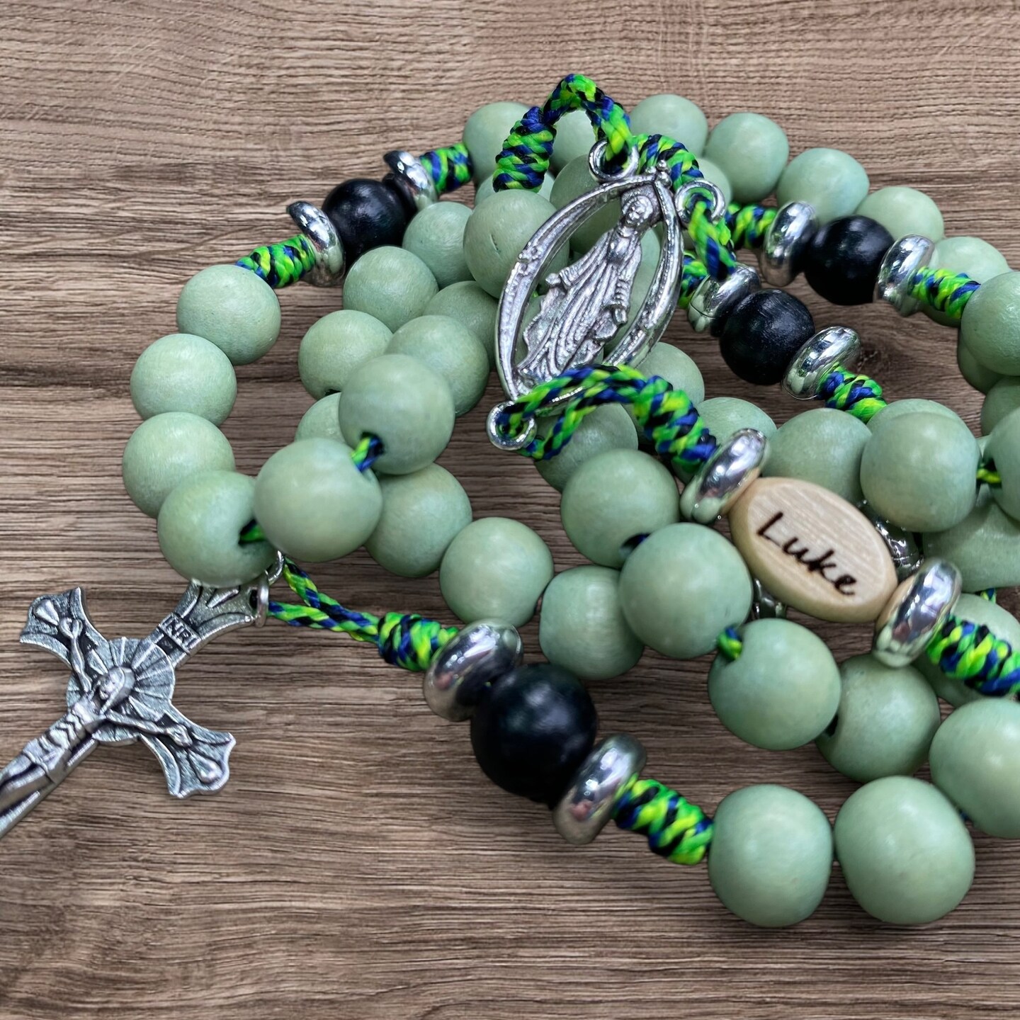 Boy’s Green Rosary, Personalized Confirmation Rosary, Green and Black  Rosary For Teens, Youth Rosary Beads, Custom Rosary for Catholic Boys