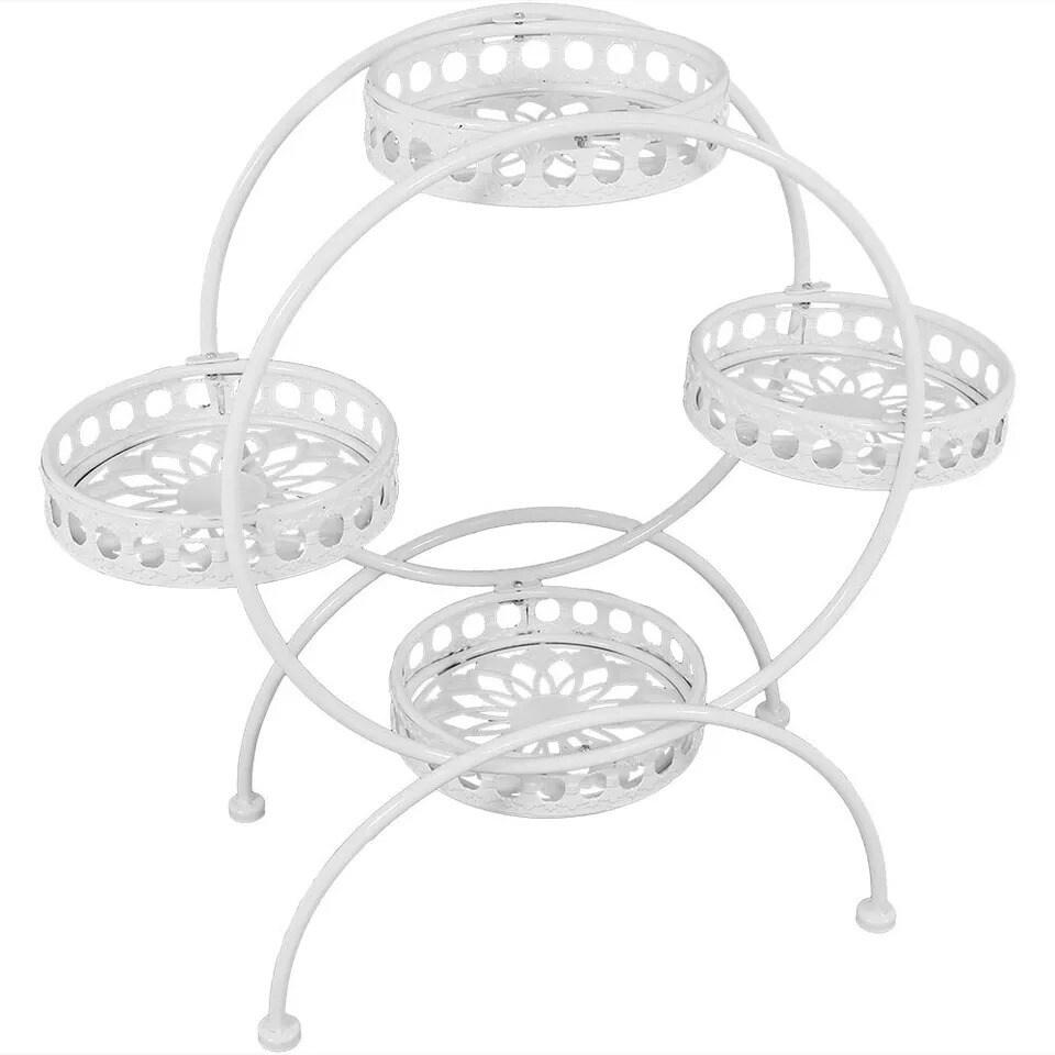 White 4-Tier Ferris Wheel Indoor/Outdoor Plant Stand - 28 in