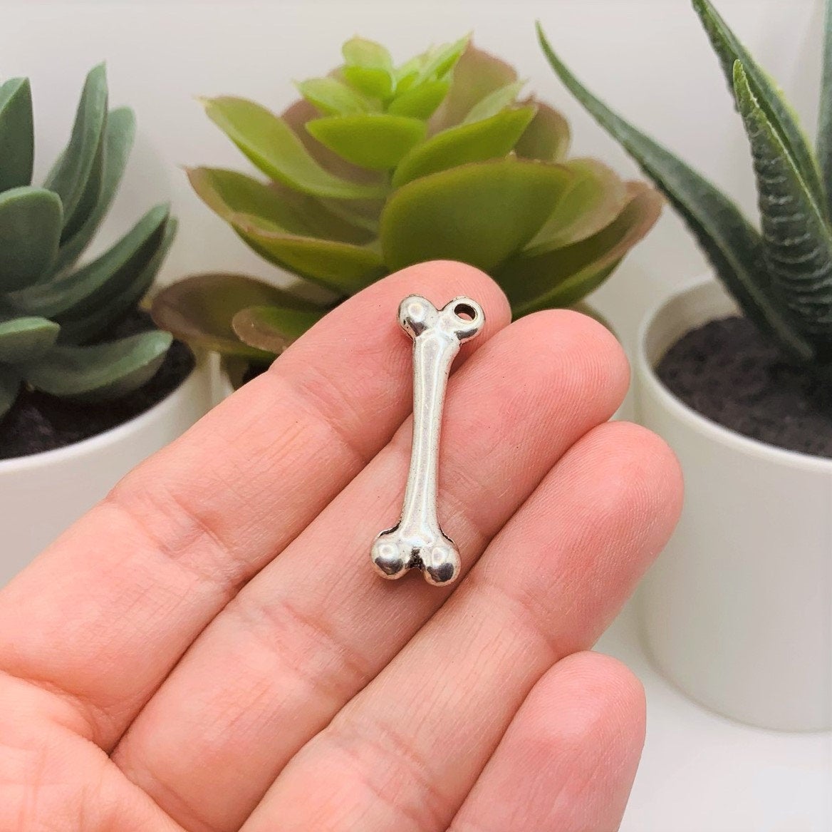 Silver Femur Bone 3D Charms, 30x9mm